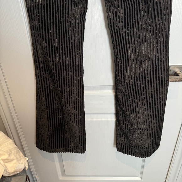 NWOT VTG Miss Sixty Pants 28 Black Burnout Velvet Stripe Flare Leg Low Rise Y2K - Picture 6 of 16